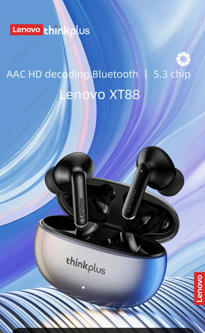 Lenovo – écouteurs sans fil Bluetooth XT88, oreillettes de musique Hifi avec Microphone, casque d'écoute étanche pour Sport, nouveauté 2022
