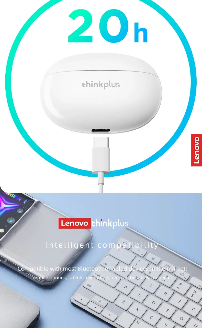 Lenovo – écouteurs sans fil Bluetooth XT88, oreillettes de musique Hifi avec Microphone, casque d'écoute étanche pour Sport, nouveauté 2022